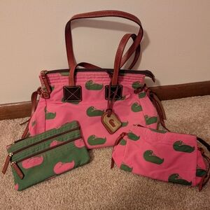 Pink and Green Tote Bag Set